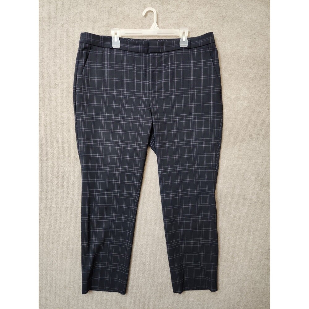 Banana Republic Avery Wool Blend Ankle Dress Pants Womens 18 Long Blue Check